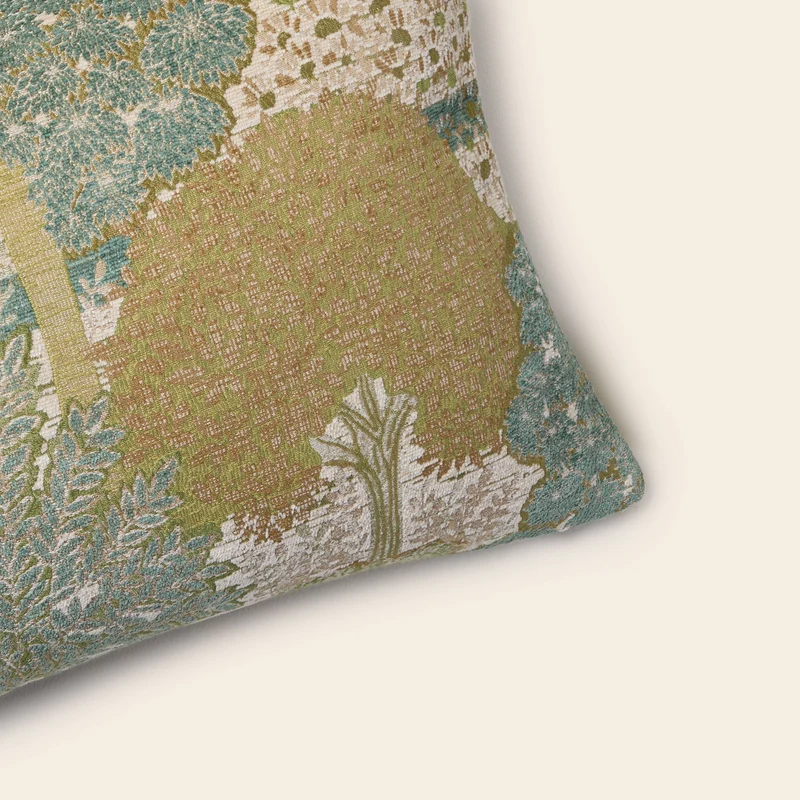 Housse de coussin ALISIA naturel et vert