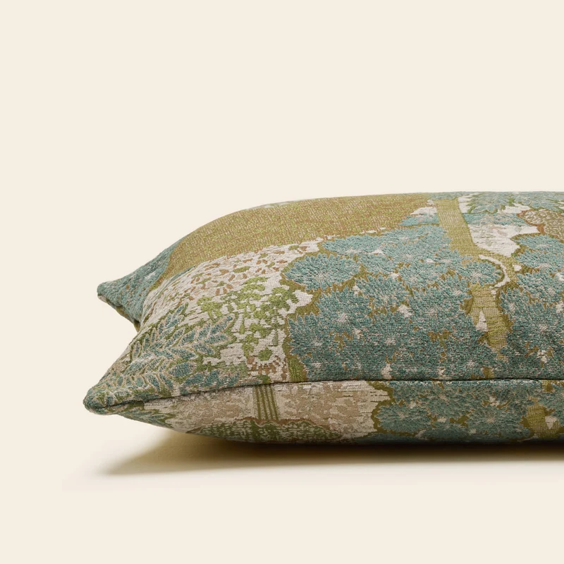 Housse de coussin ALISIA naturel et vert
