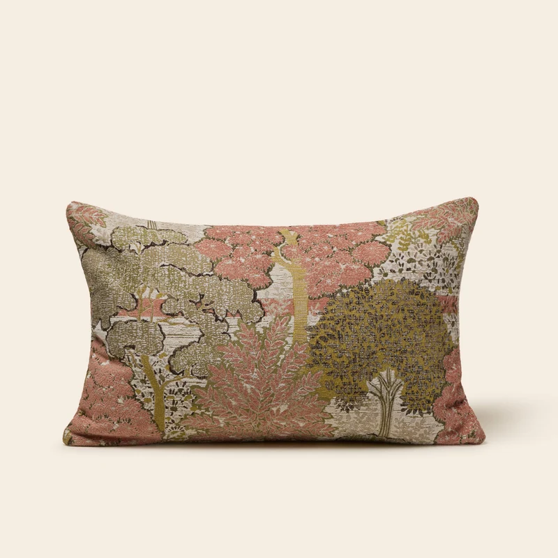 Housse de coussin ALISIA naturel et rose orangé