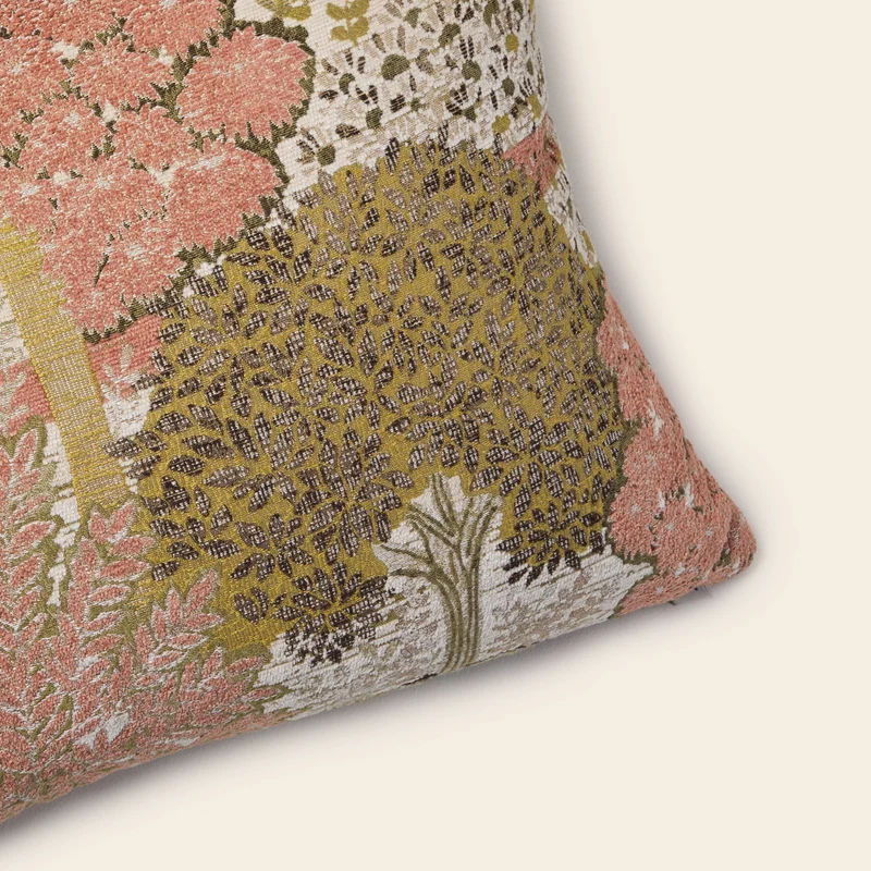 Housse de coussin ALISIA naturel et rose orangé