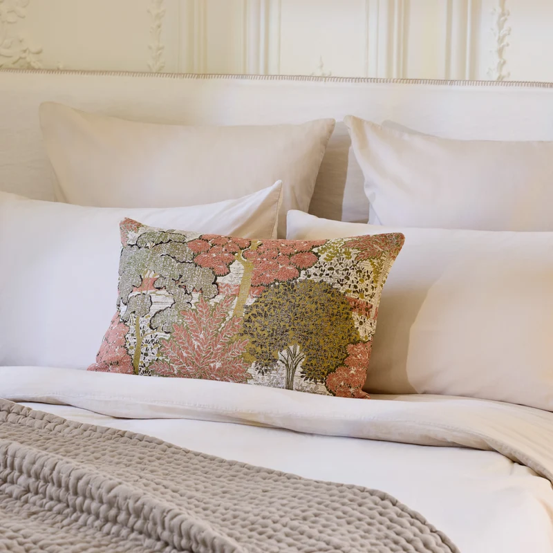 Housse de coussin ALISIA naturel et rose orangé