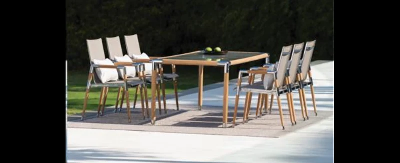 Casa Padrino Luxus Garten Essgruppe Beige 7-teilig 90 x H. 75 cm - Wetterfest und hochwertig verarbeitet - Moderne Garten Möbel - Luxus Qualität