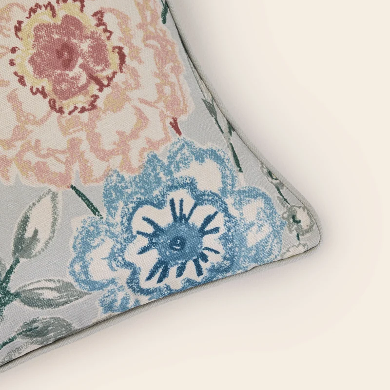 Housse de coussin FLORABEL bleuté et multicolore