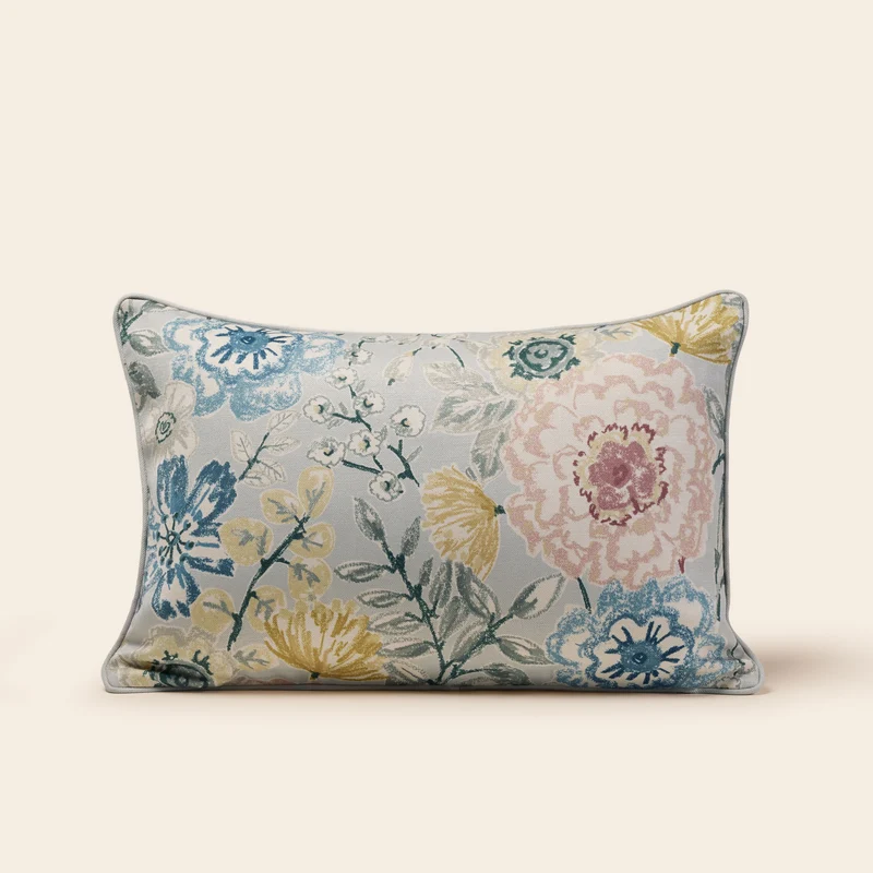 Housse de coussin FLORABEL bleuté et multicolore