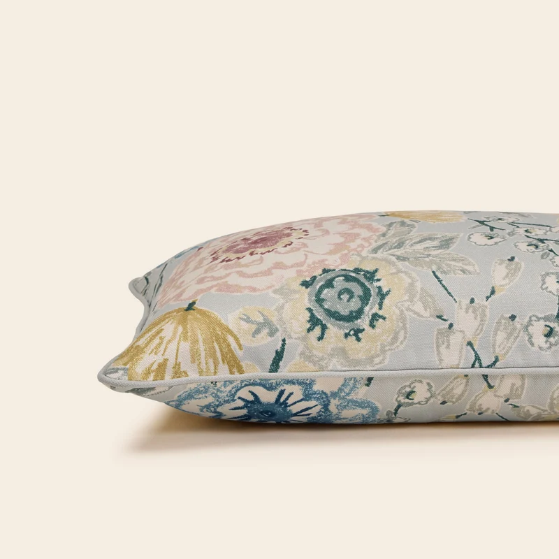 Housse de coussin FLORABEL bleuté et multicolore