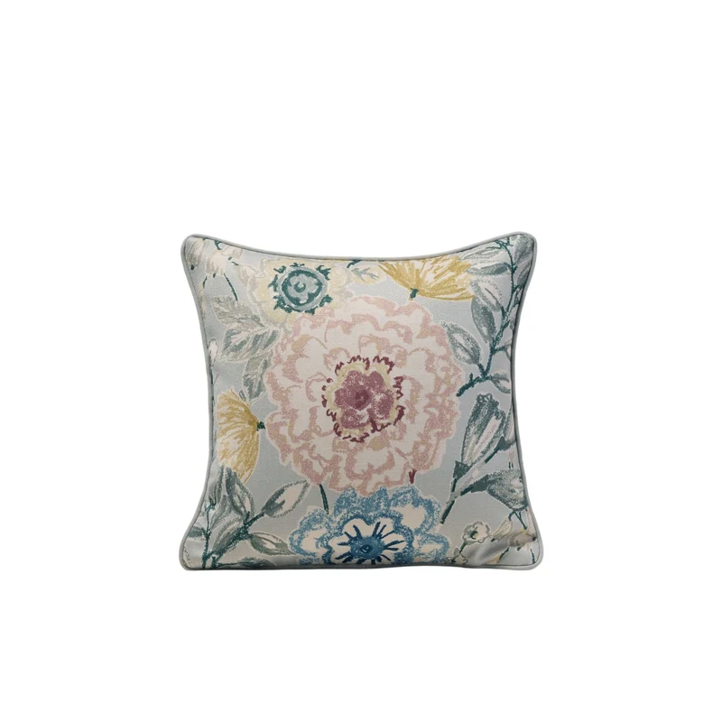 Housse de coussin FLORABEL bleuté et multicolore