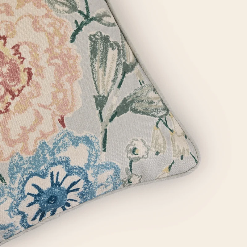 Housse de coussin FLORABEL bleuté et multicolore