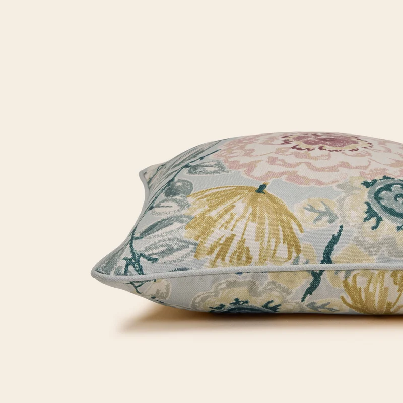 Housse de coussin FLORABEL bleuté et multicolore