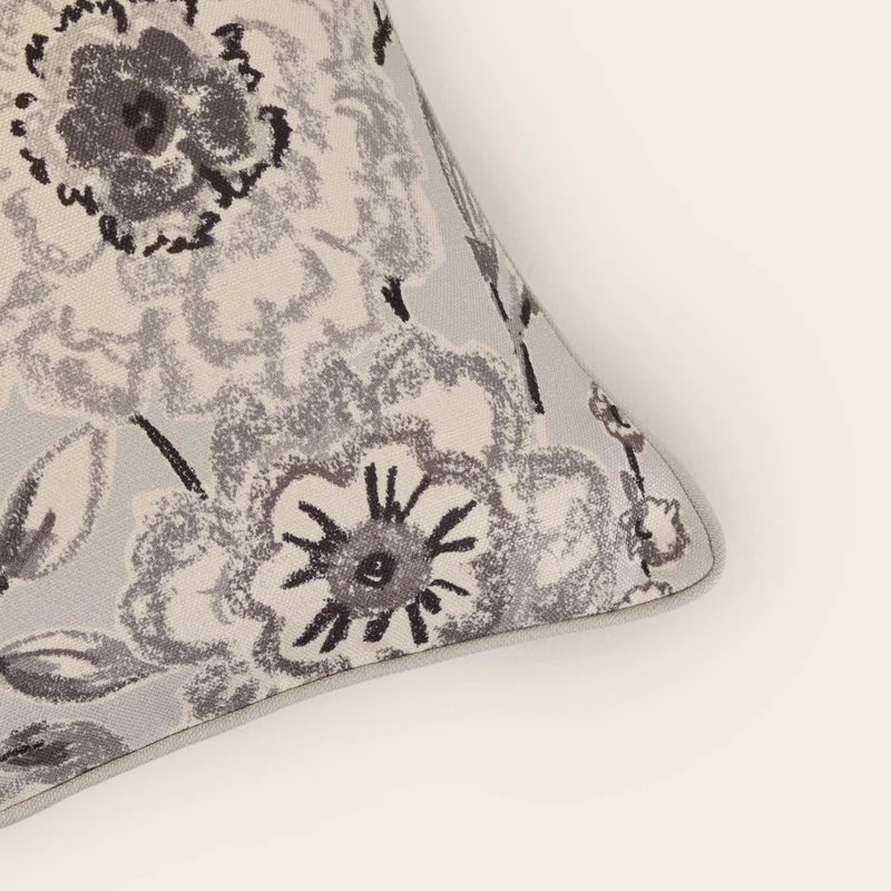 Housse de coussin FLORABEL bleuté et fusain