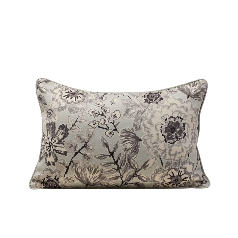 Housse de coussin FLORABEL bleuté et fusain