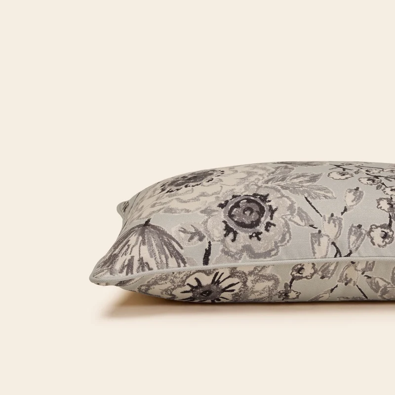 Housse de coussin FLORABEL bleuté et fusain