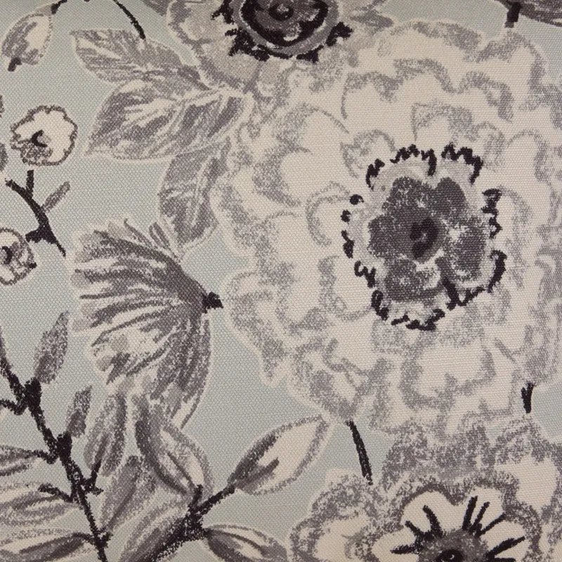 Housse de coussin FLORABEL bleuté et fusain