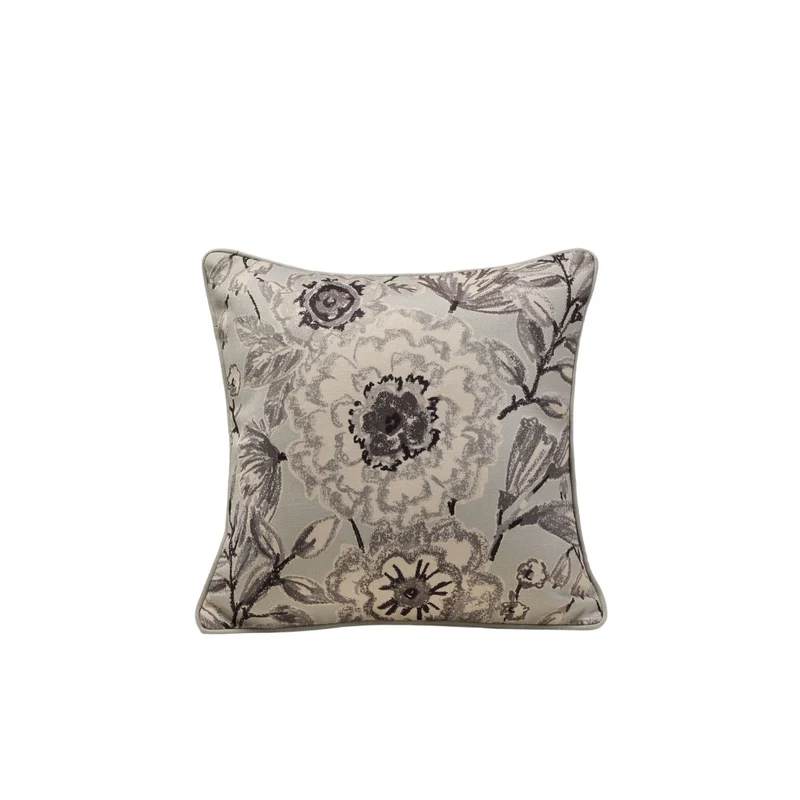 Housse de coussin FLORABEL bleuté et fusain