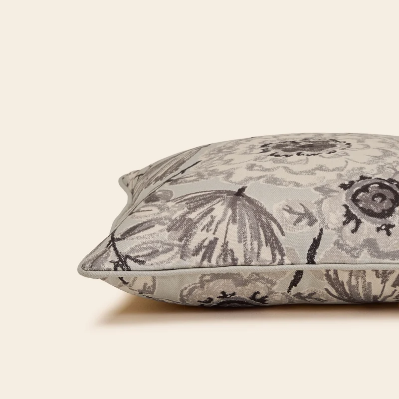 Housse de coussin FLORABEL bleuté et fusain