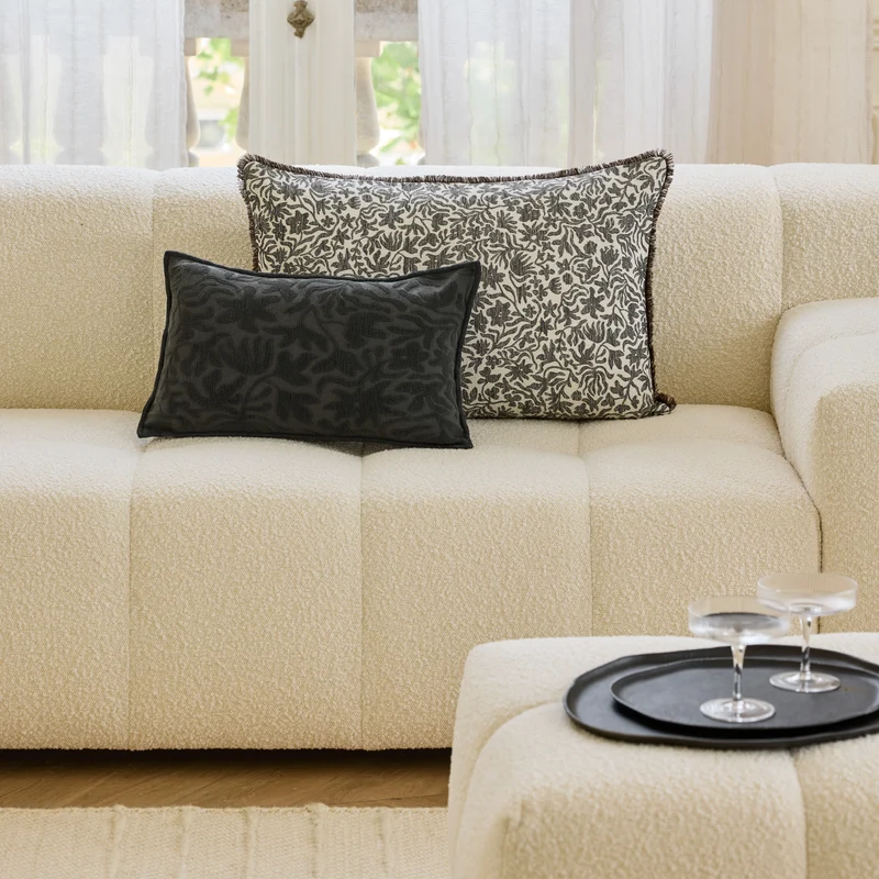 Housse de coussin CORINNA gris anthracite