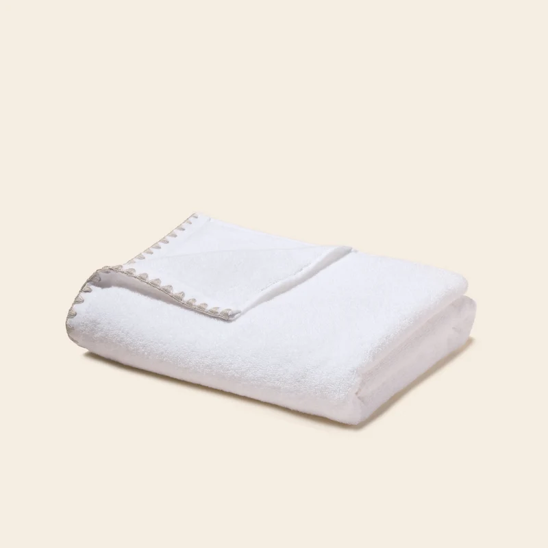 Serviette de toilette NERYDA blanc et beige