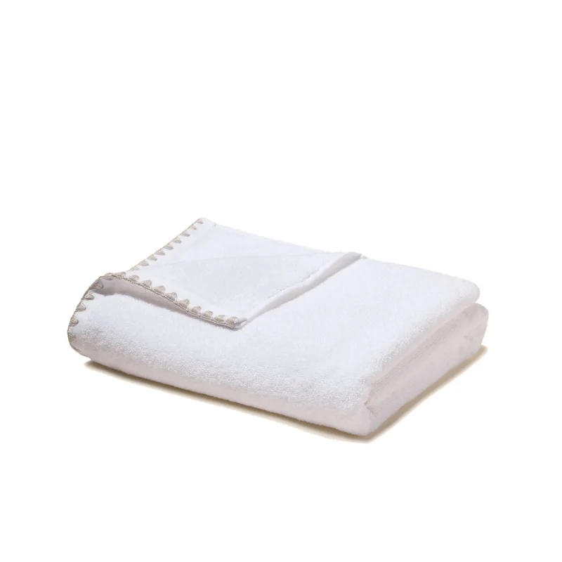 Serviette de toilette NERYDA blanc et beige