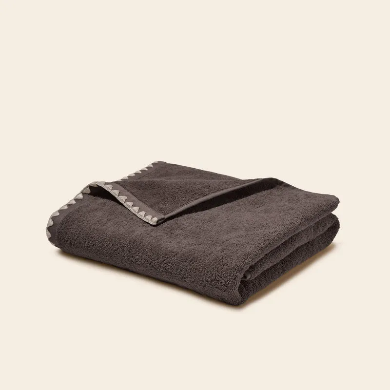 Serviette de toilette NERYDA brun cendré et beige