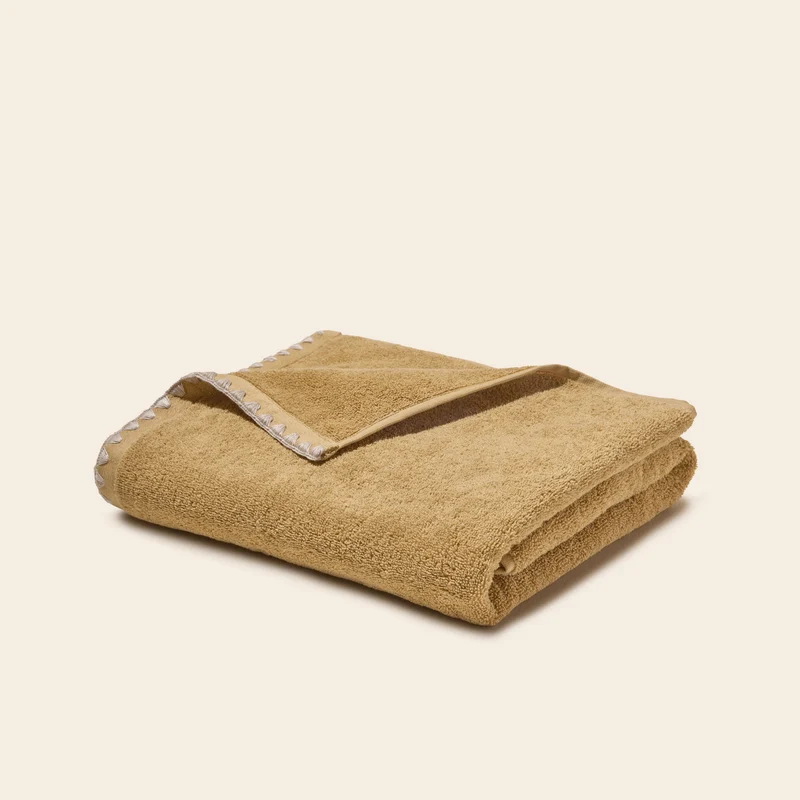 Serviette de toilette NERYDA jaune sable et beige