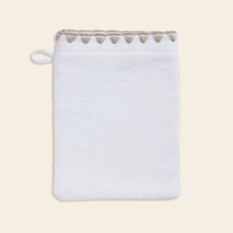 Gant de toilette NERYDA blanc et beige