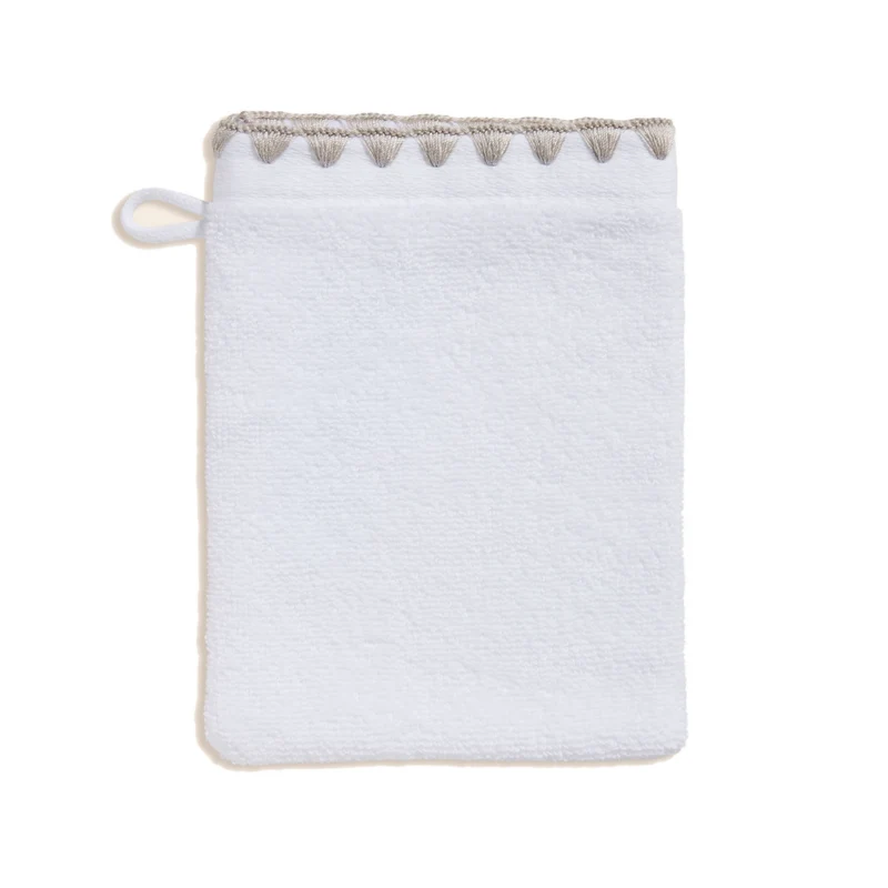 Gant de toilette NERYDA blanc et beige