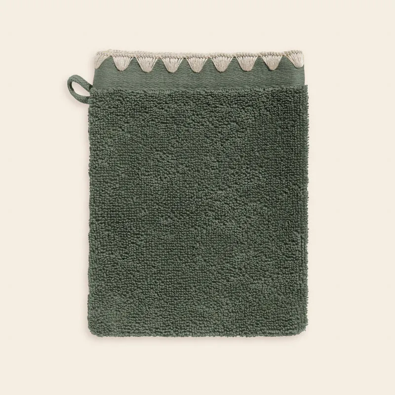 Gant de toilette NERYDA vert sequoia et beige