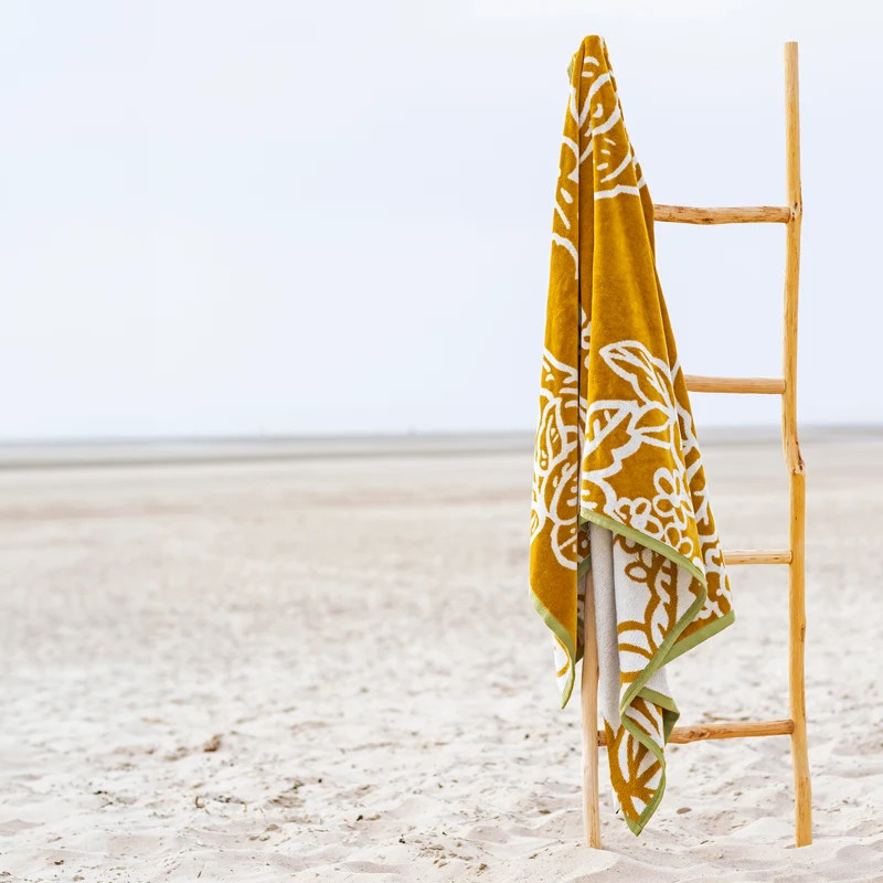 Drap de plage TIGRIS jaune et ivoire