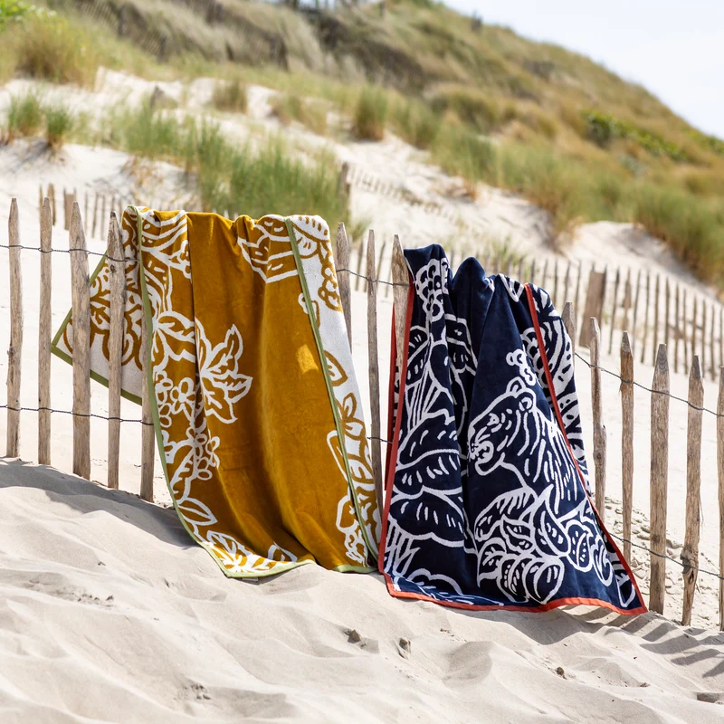 Drap de plage TIGRIS jaune et ivoire