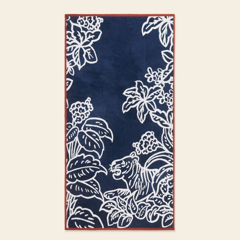Drap de plage TIGRIS marine et ivoire