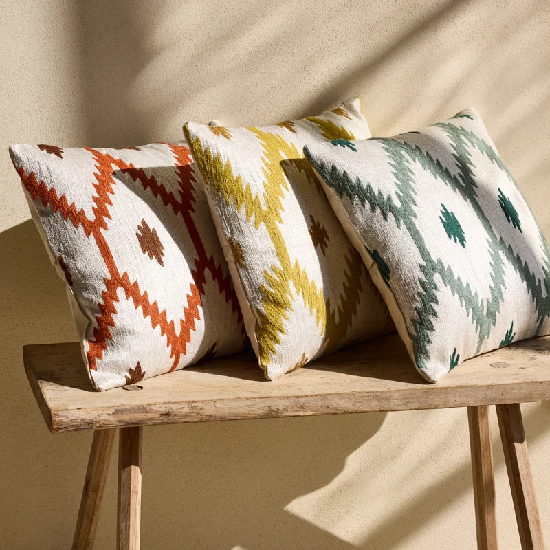 Housse de coussin JOKO ivoire et jaune