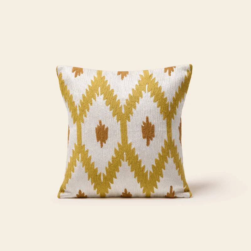 Housse de coussin JOKO ivoire et jaune