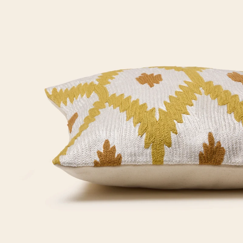 Housse de coussin JOKO ivoire et jaune