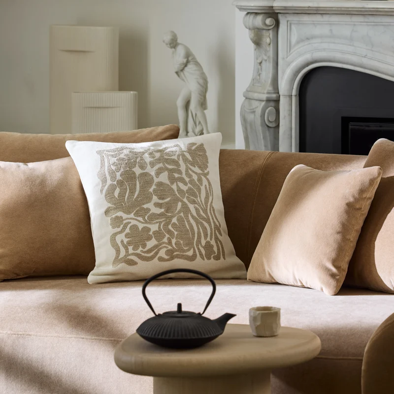 Housse de coussin SILENE ivoire et taupe