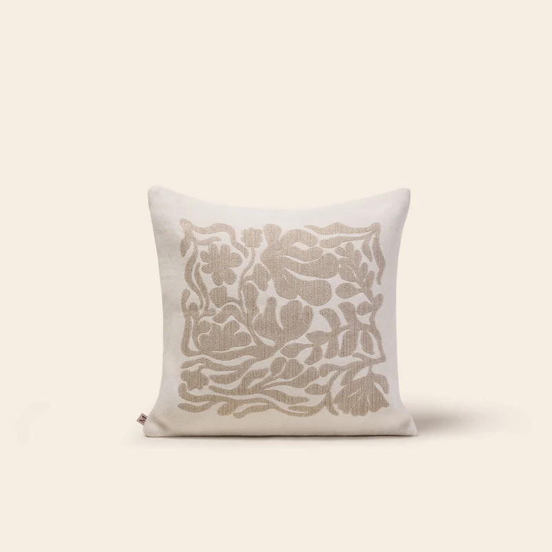Housse de coussin SILENE ivoire et taupe