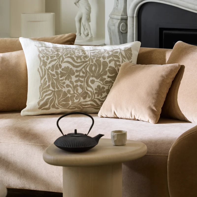 Housse de coussin SILENE ivoire et taupe