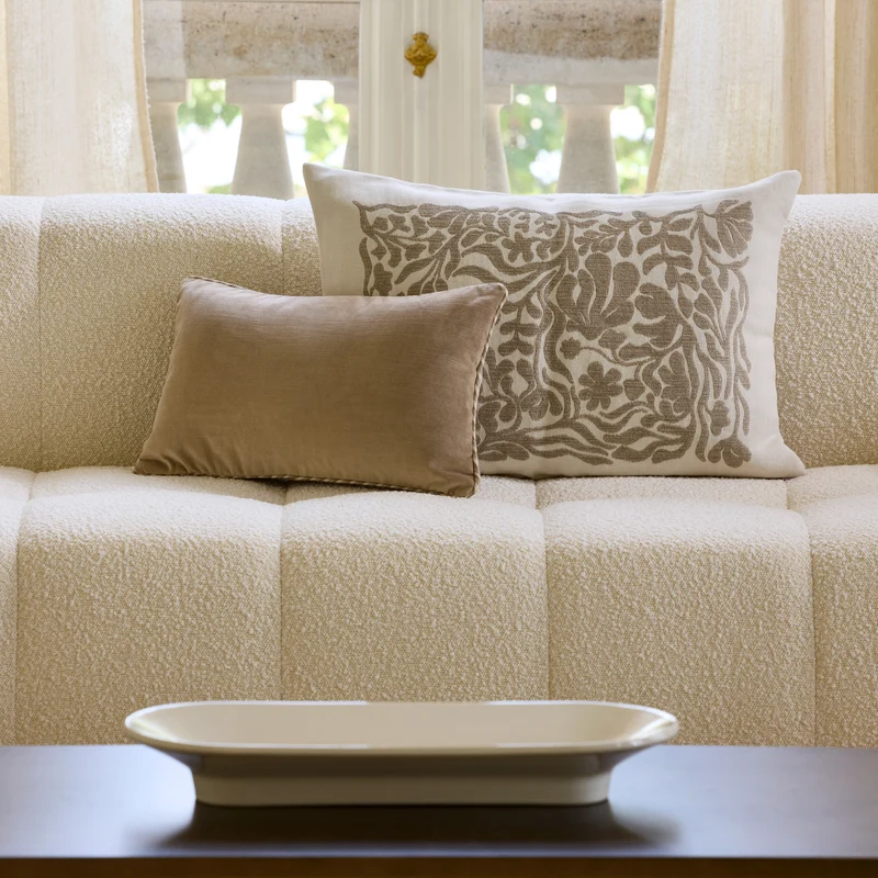 Housse de coussin SILENE ivoire et taupe