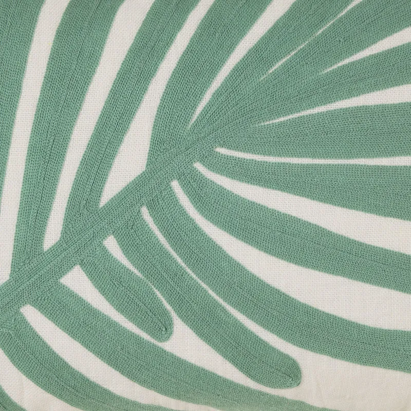Housse de coussin TROPI ecru et vert tropique