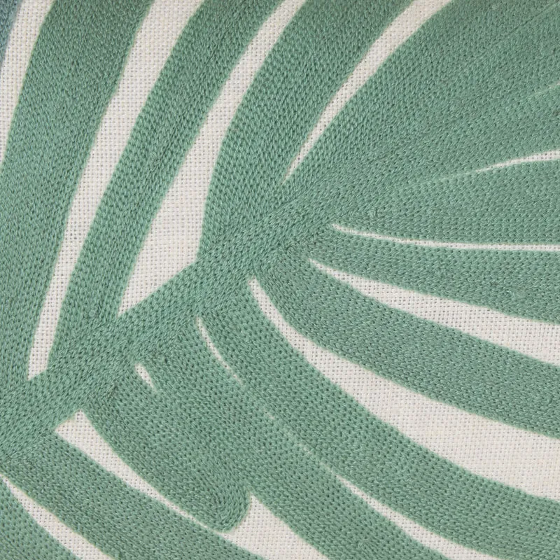 Housse de coussin TROPI ecru et vert tropique