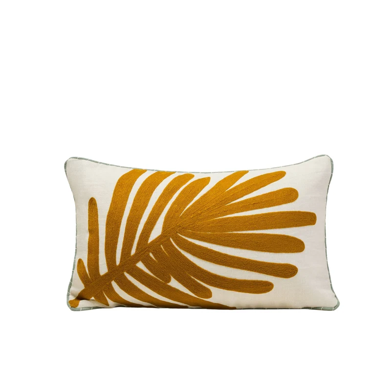 Housse de coussin TROPI ecru et moutarde