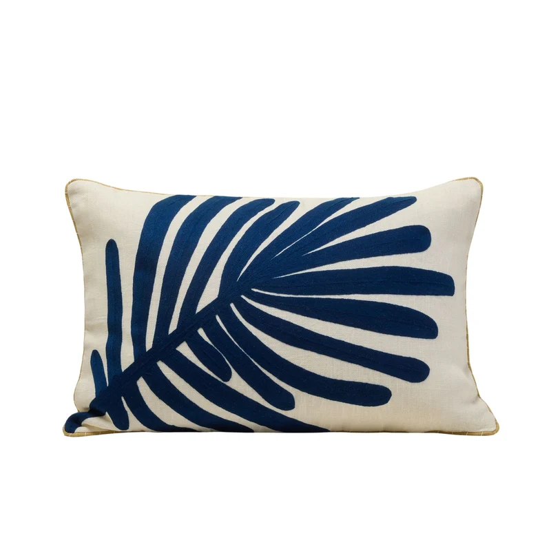Housse de coussin TROPI ecru et indigo