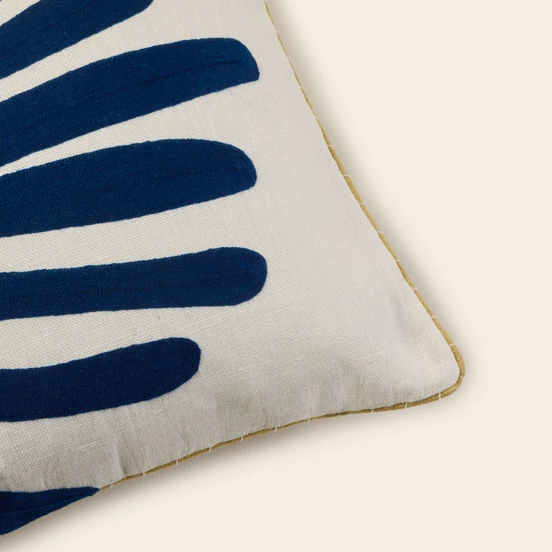 Housse de coussin TROPI ecru et indigo