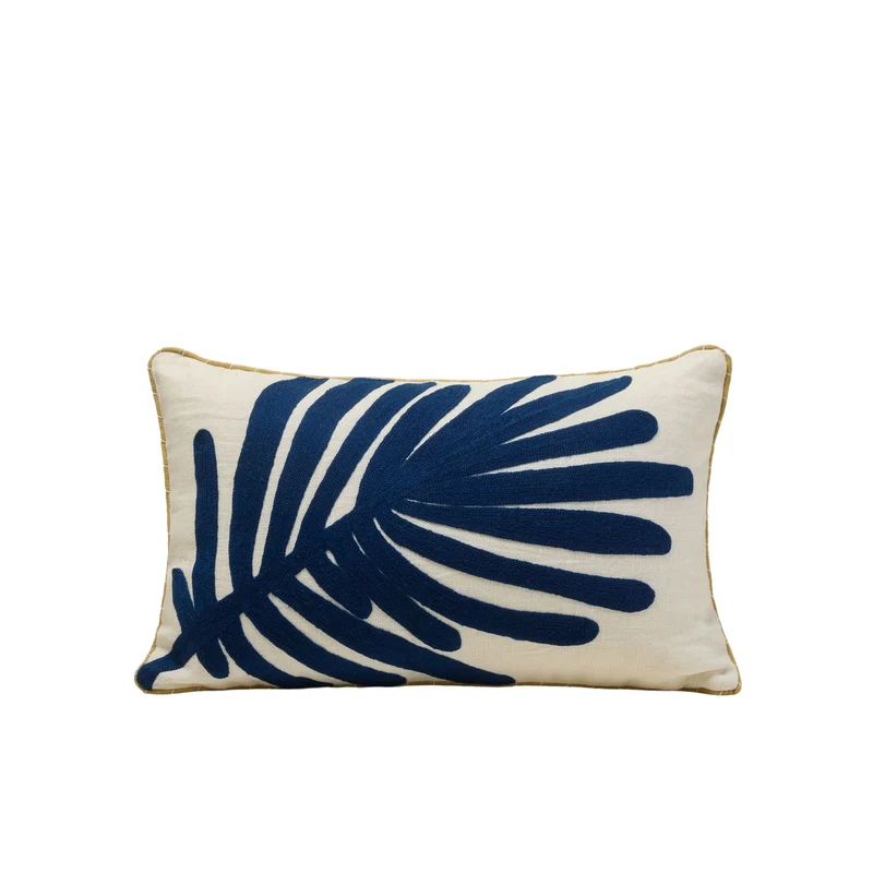 Housse de coussin TROPI ecru et indigo