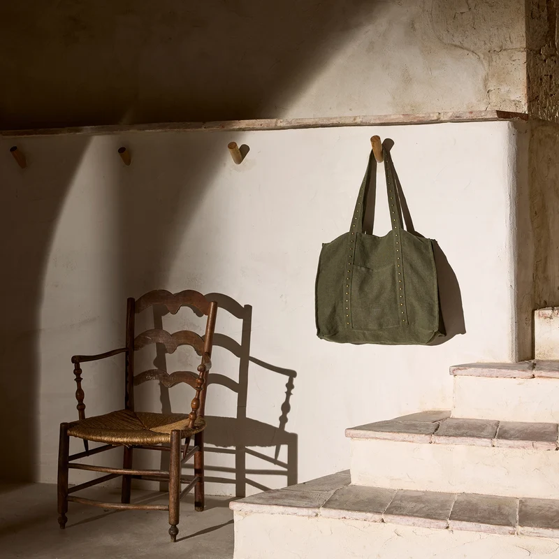 Sac NENIO kaki grisé et clous laiton