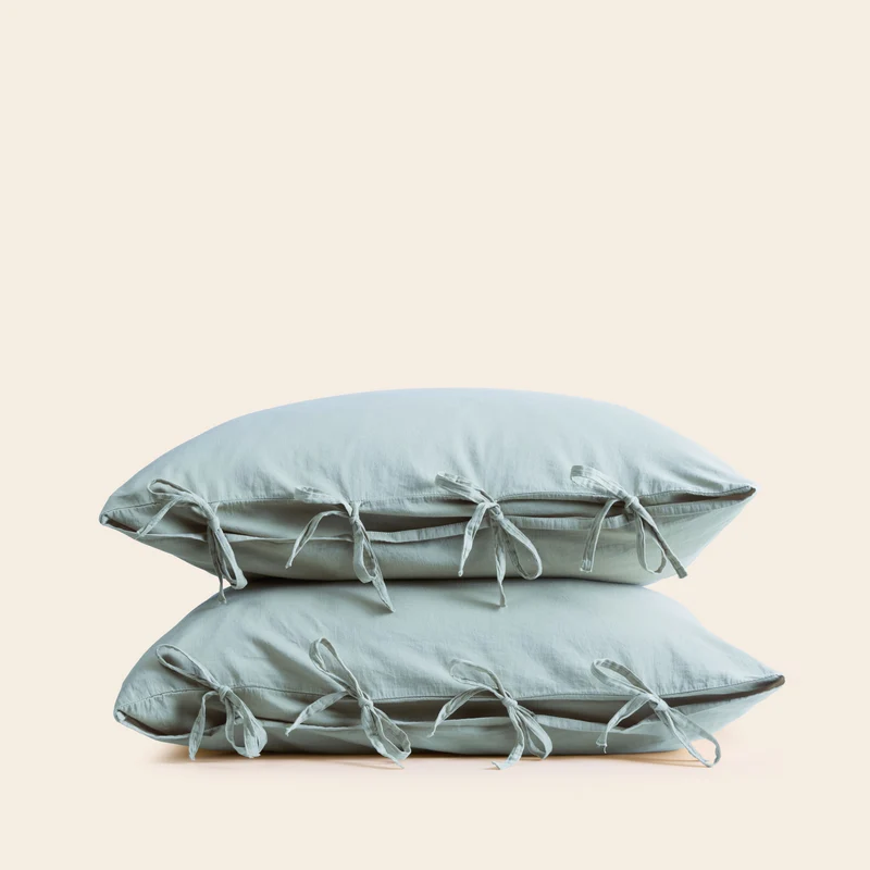 Lot de 2 taies d'oreiller SATHEENE vert eucalyptus
