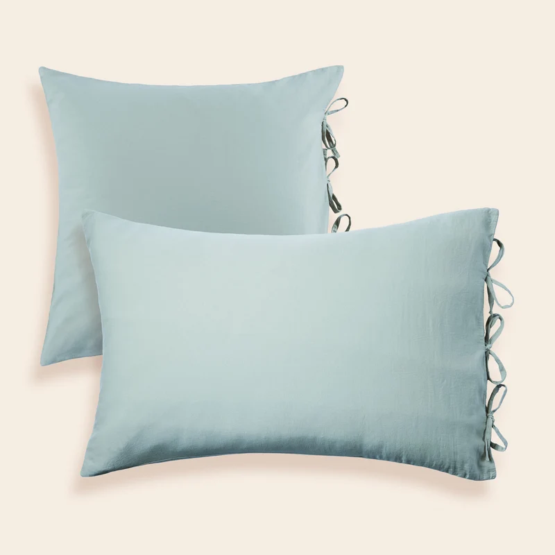Lot de 2 taies d'oreiller SATHEENE vert eucalyptus