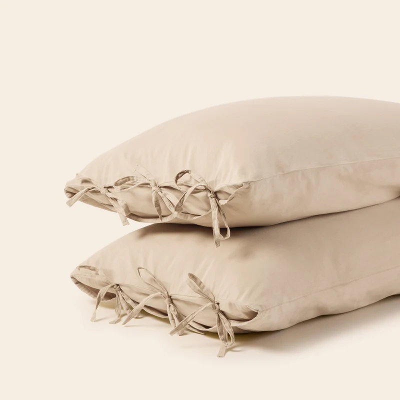Lot de 2 taies d'oreiller SATHEENE beige nude