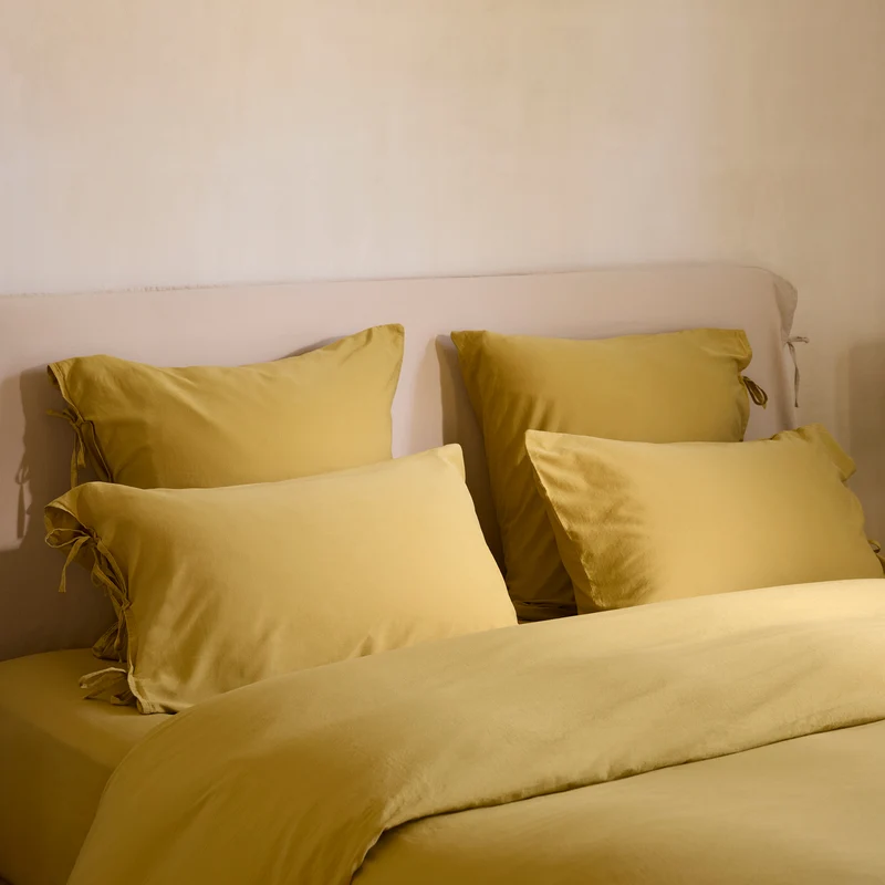 Lot de 2 taies d'oreiller SATHEENE jaune indien