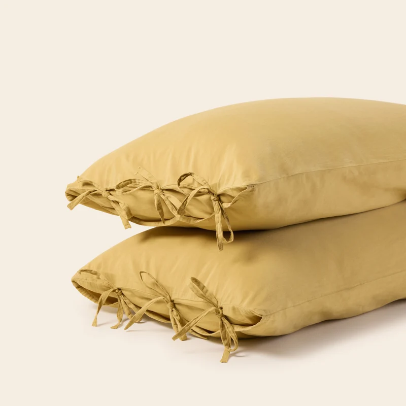 Lot de 2 taies d'oreiller SATHEENE jaune indien