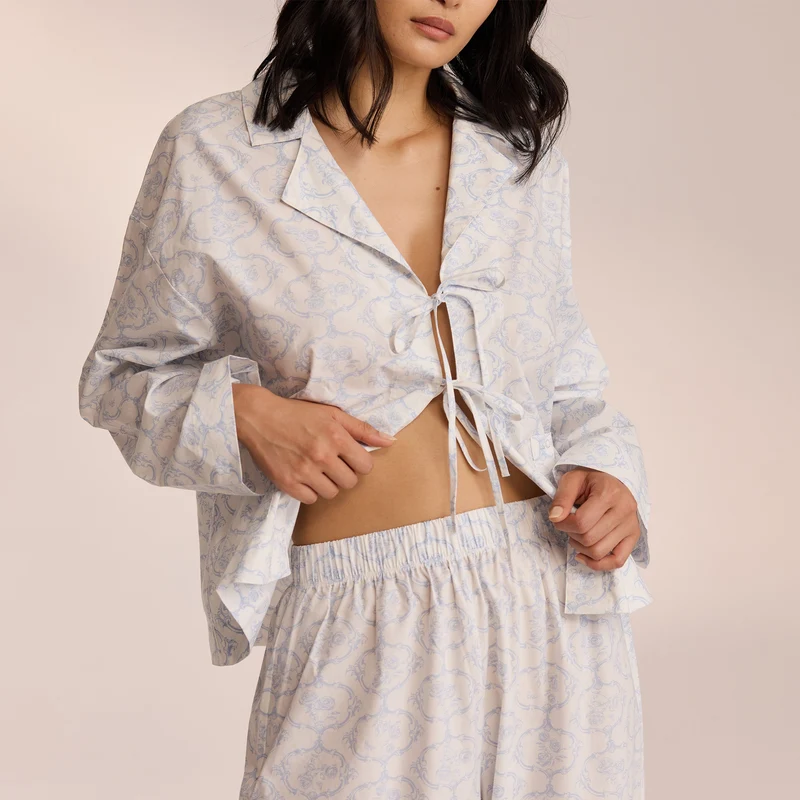 Baumwoll-Pyjamahose - Blau
