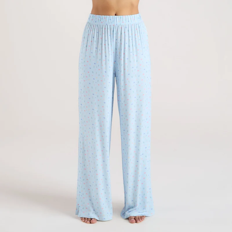 Modal Pyjama-Unterteil - Florales Blau